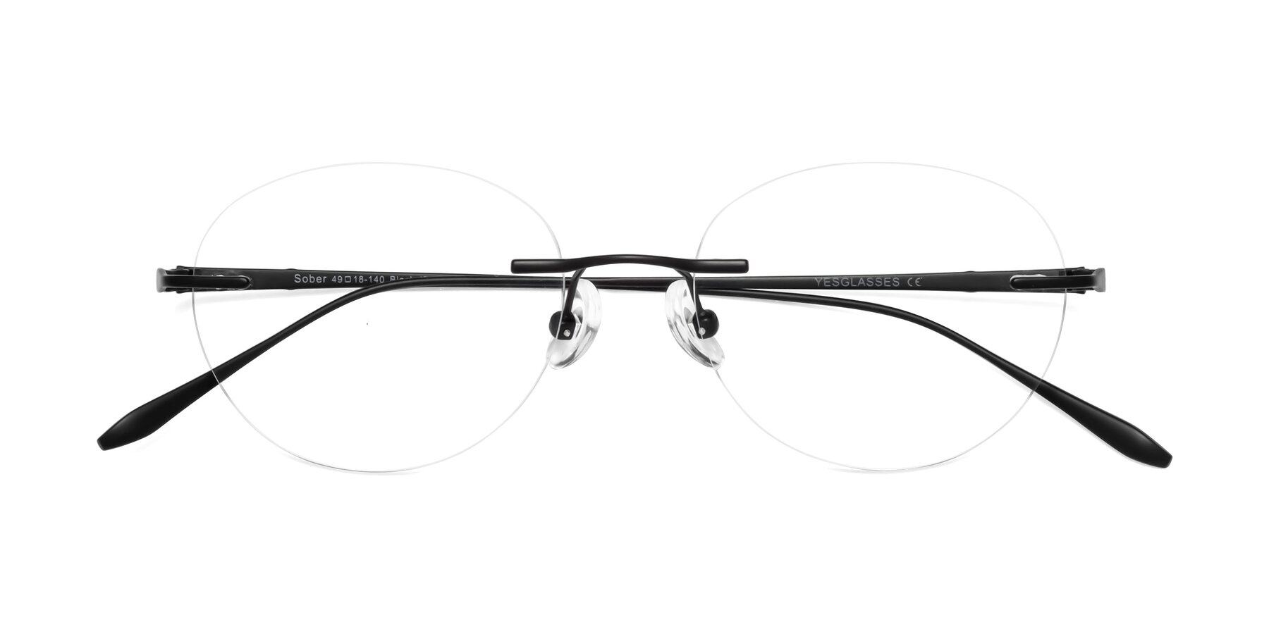 Folded Front of Sober in Black with Clear Reading Eyeglass Lenses