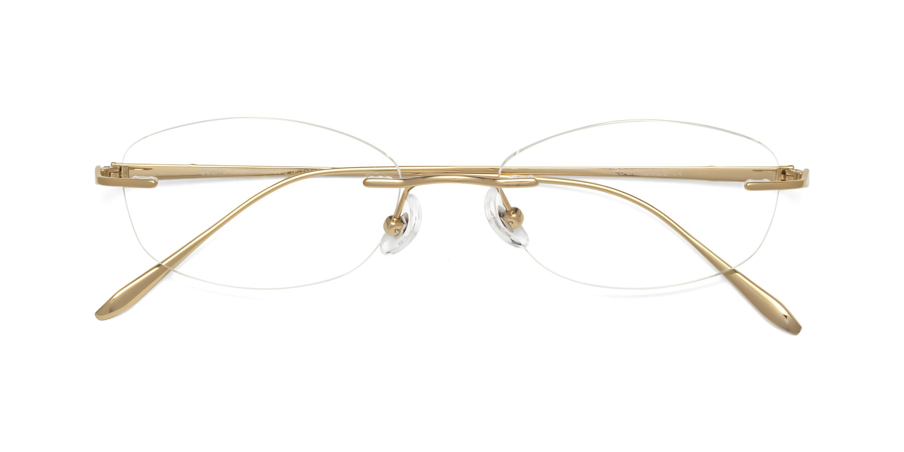 Folded Front of Cecilla in Gold with Clear Reading Eyeglass Lenses
