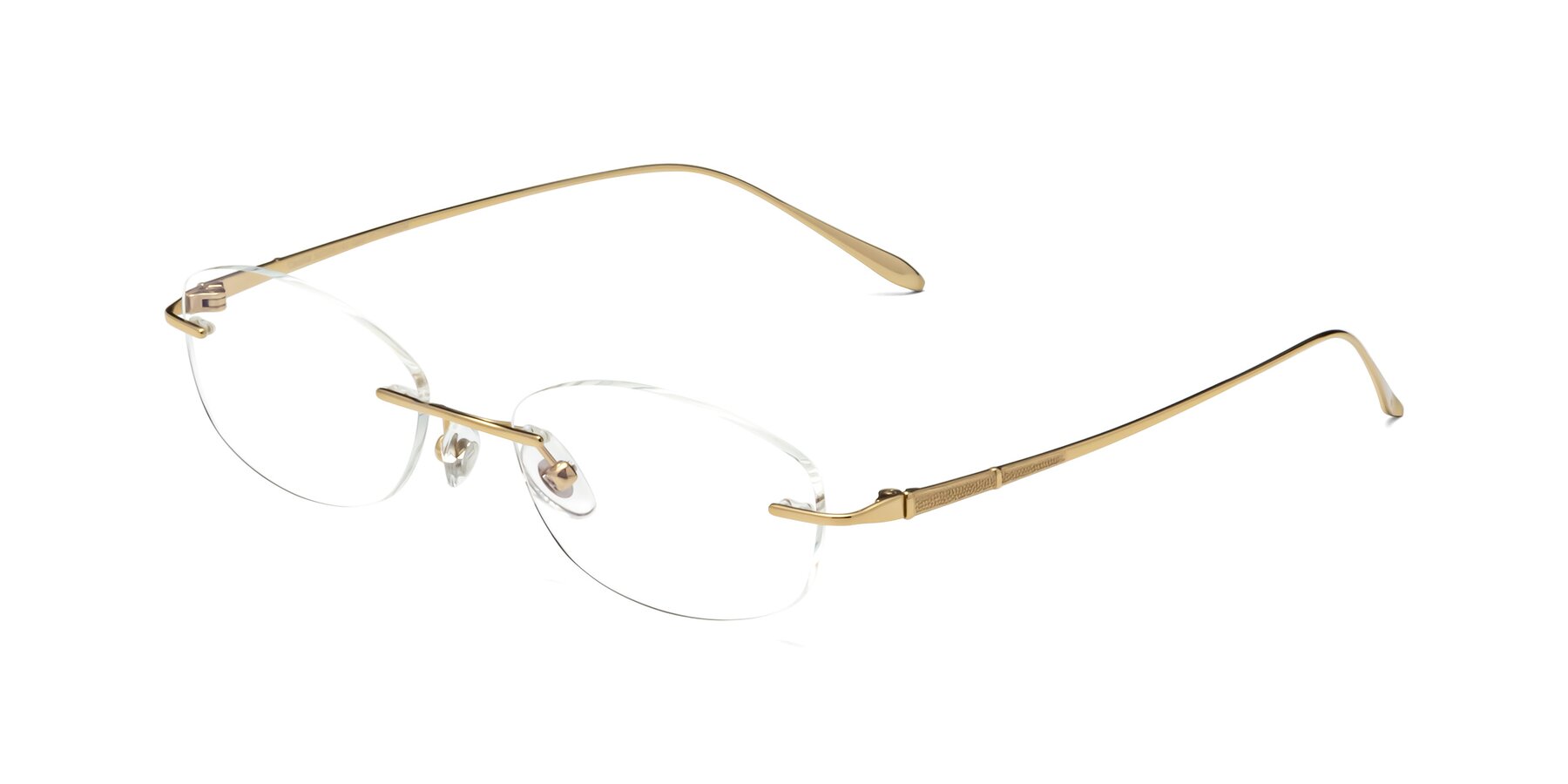 Angle of Cecilla in Gold with Clear Reading Eyeglass Lenses