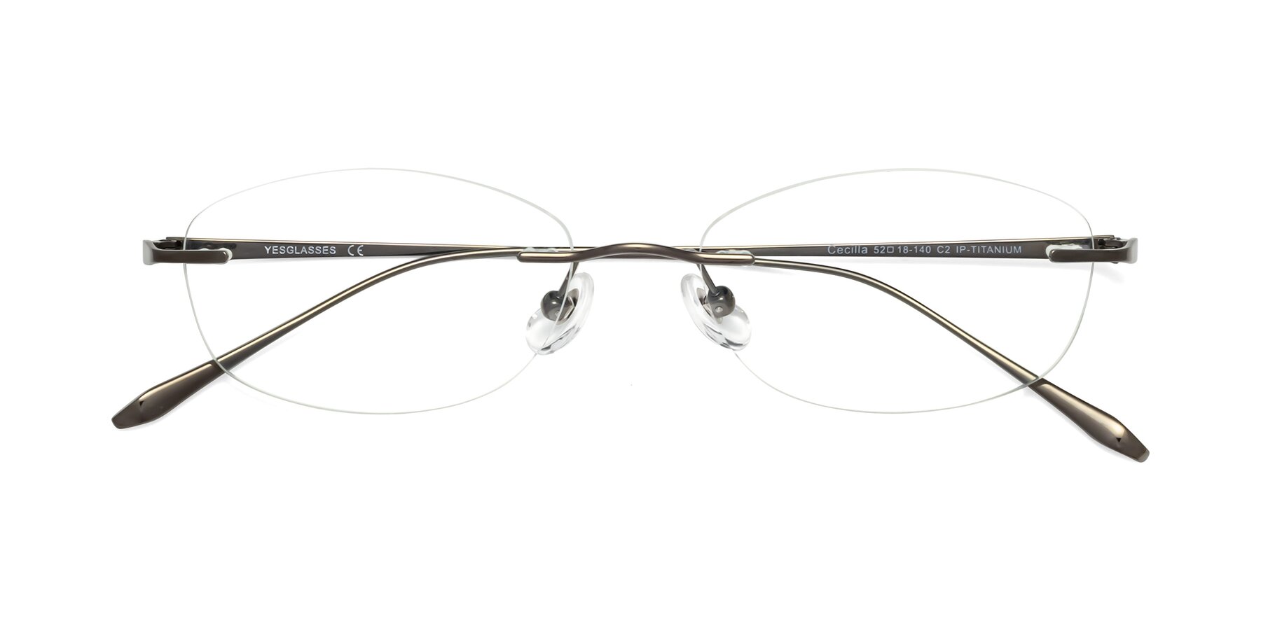 Folded Front of Cecilla in Gunmetal with Clear Eyeglass Lenses