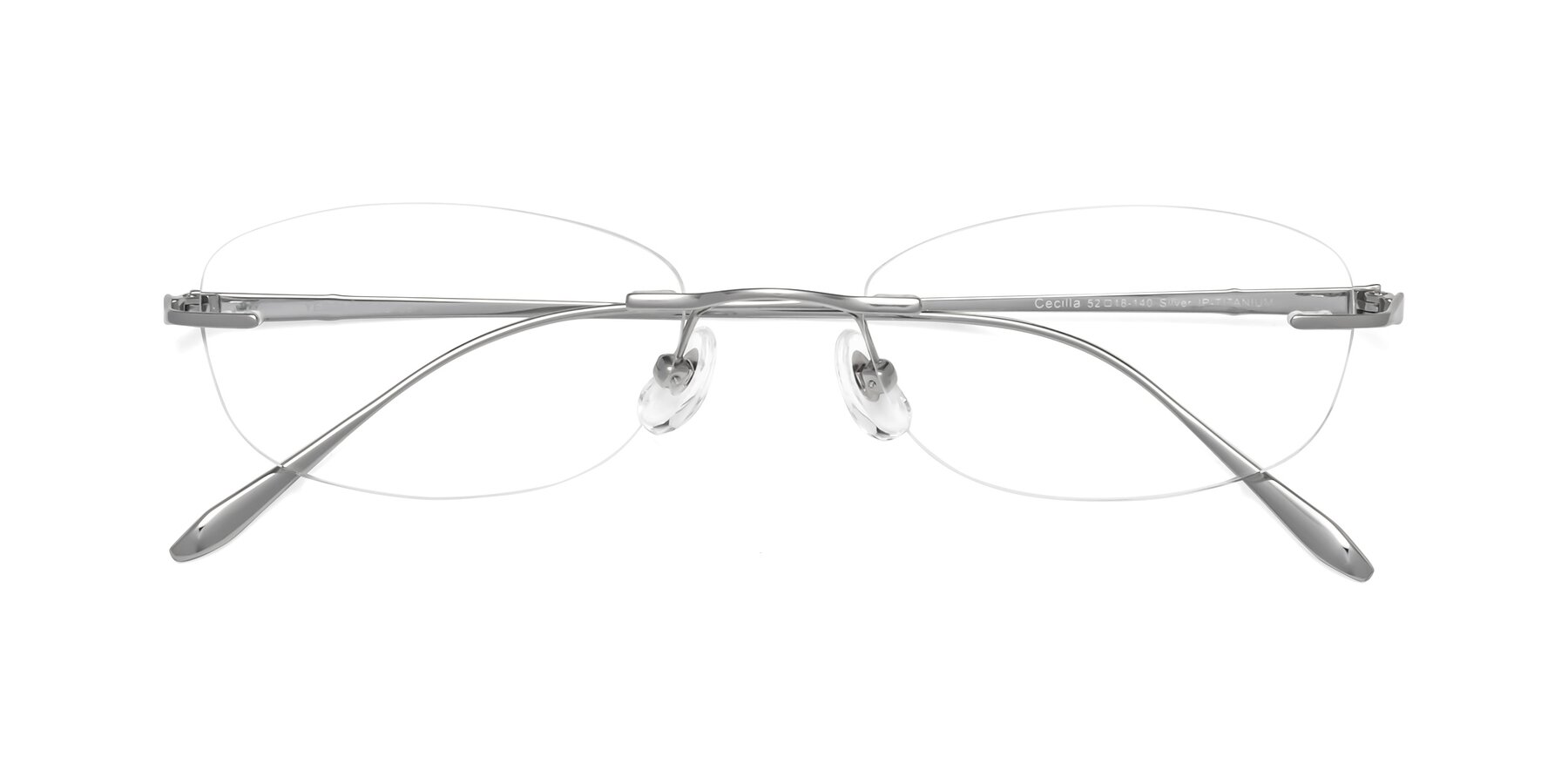 Folded Front of Cecilla in Silver with Clear Blue Light Blocking Lenses