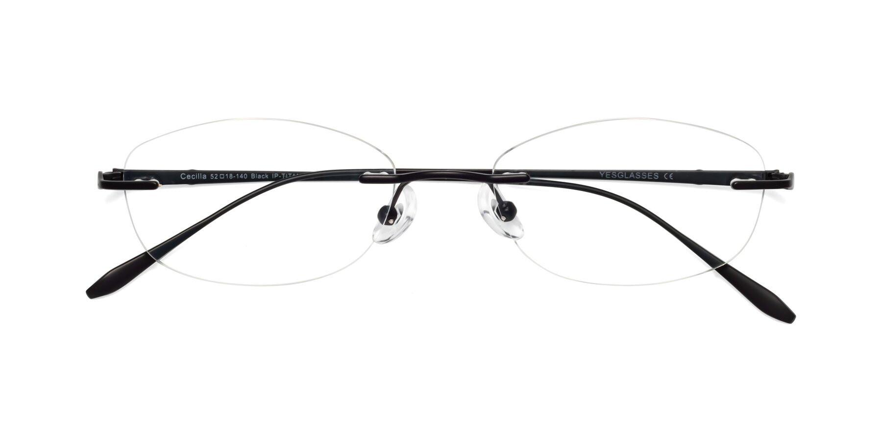 Folded Front of Cecilla in Black with Clear Reading Eyeglass Lenses