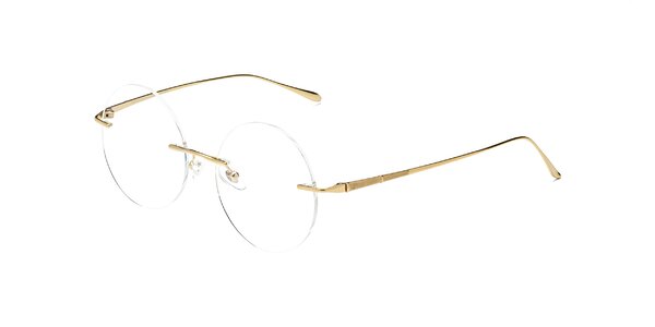 Gold Retro-Vintage Round Rimless Eyeglasses - Sunrise