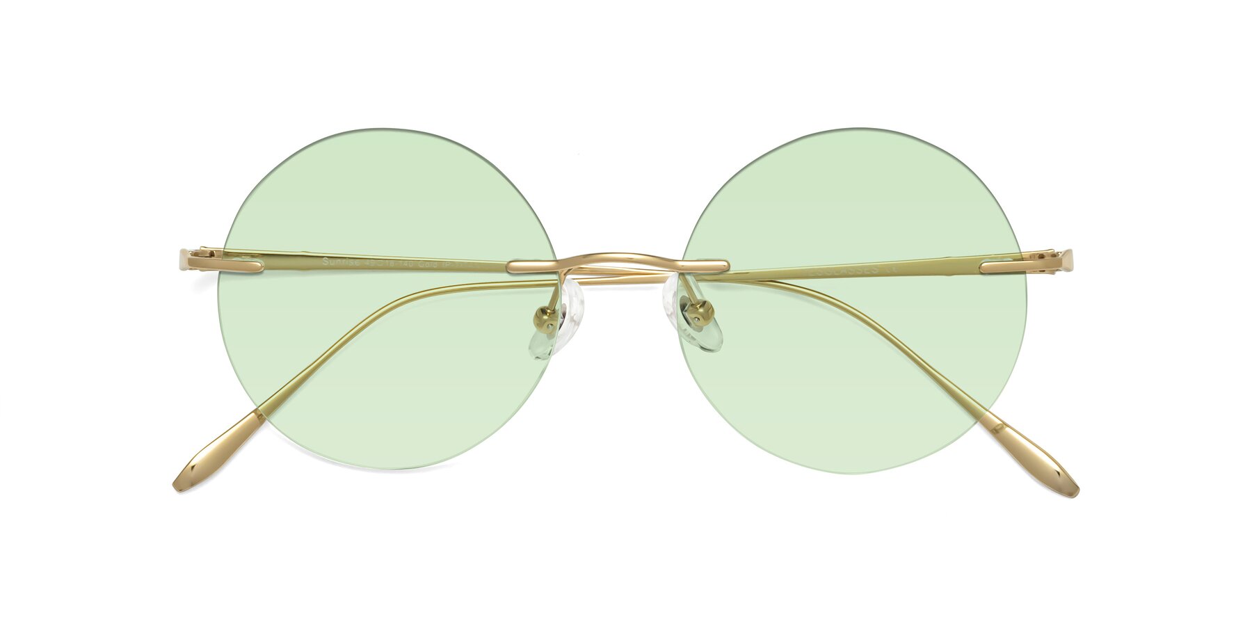 Folded Front of Sunrise in Gold with Light Green Tinted Lenses