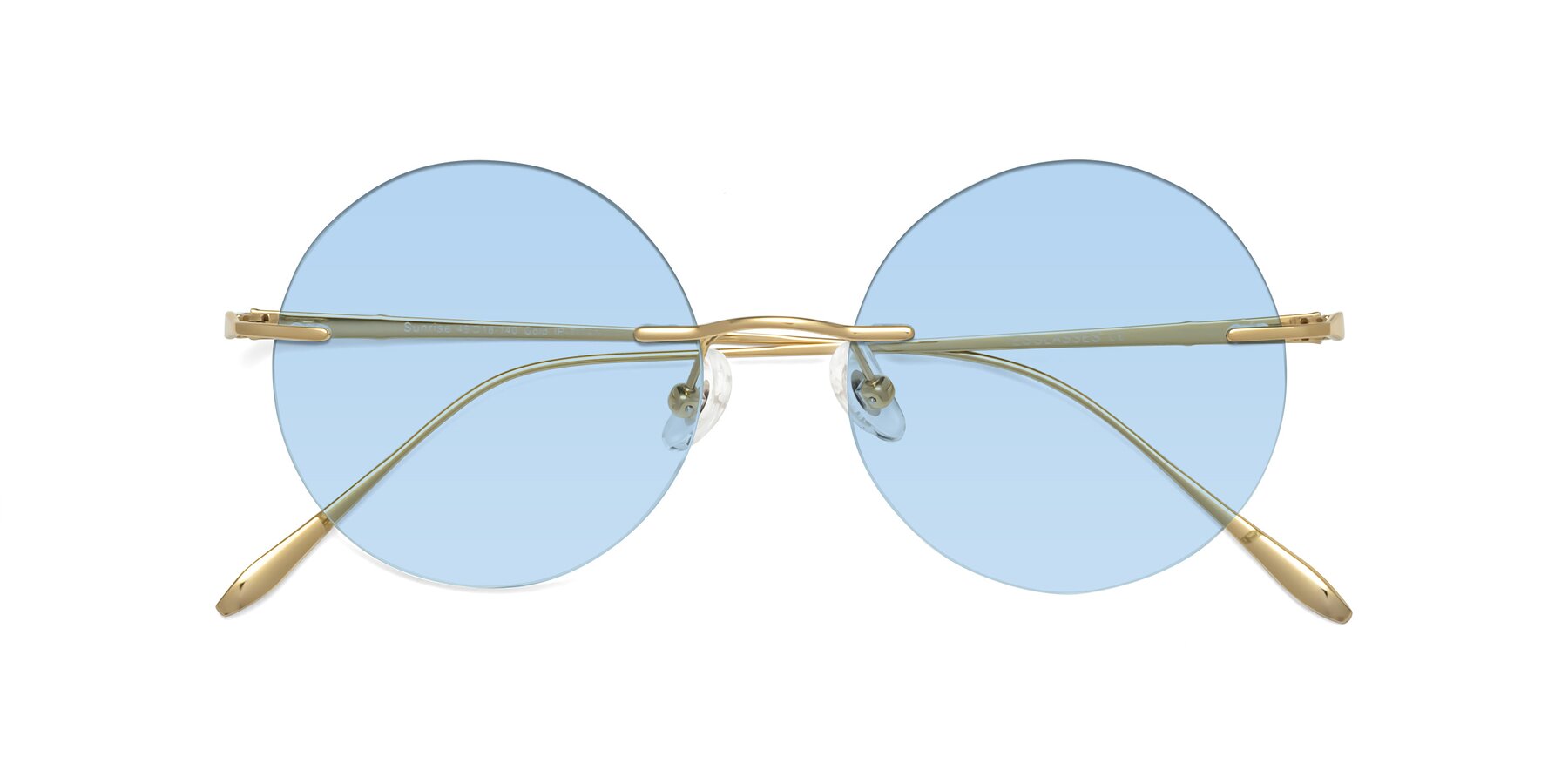 Folded Front of Sunrise in Gold with Light Blue Tinted Lenses