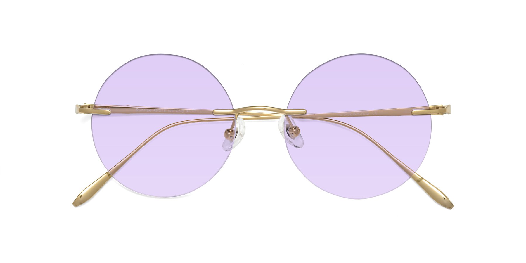 Folded Front of Sunrise in Gold with Light Purple Tinted Lenses