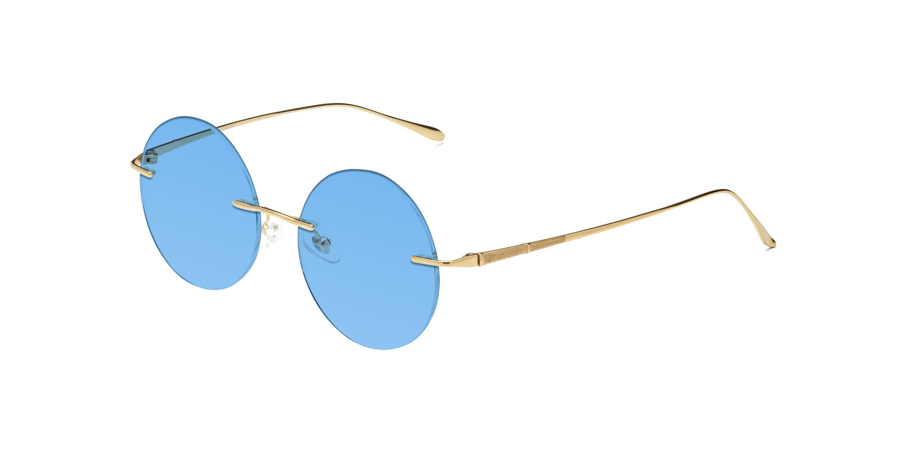 Angle of Sunrise in Gold with Medium Blue Tinted Lenses