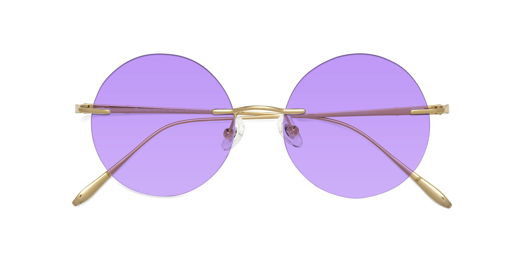 Folded Front of Sunrise in Gold with Medium Purple Tinted Lenses