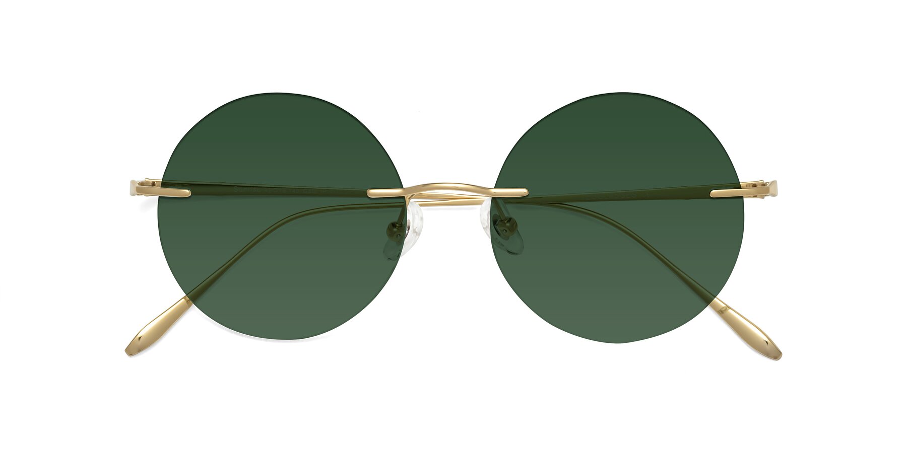 Folded Front of Sunrise in Gold with Green Tinted Lenses