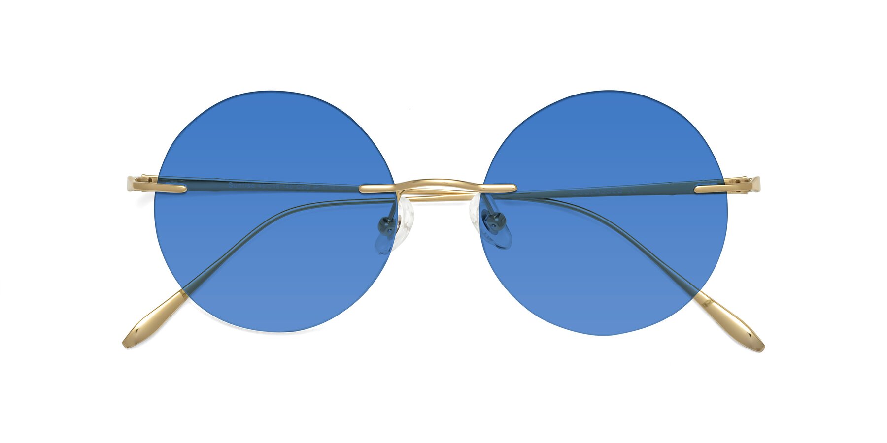 Folded Front of Sunrise in Gold with Blue Tinted Lenses