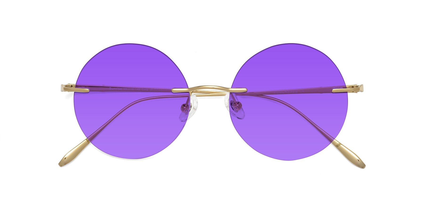 Folded Front of Sunrise in Gold with Purple Tinted Lenses