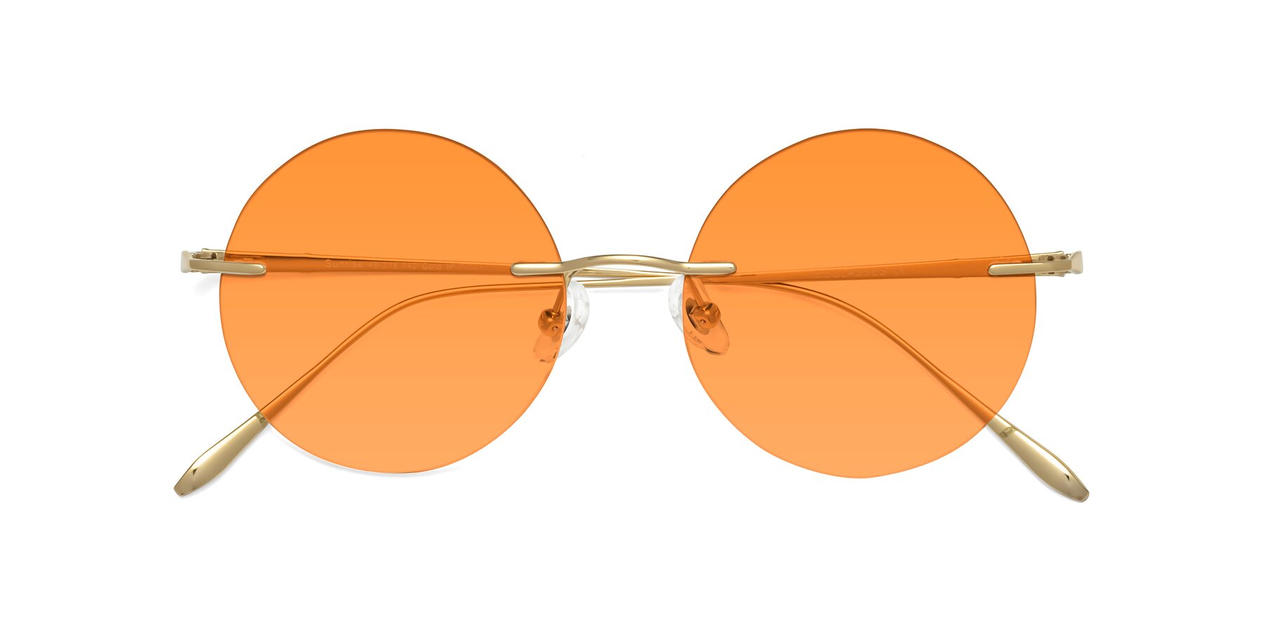 Black Retro-Vintage Thin Round Tinted Sunglasses with Orange Sunwear Lenses  - Lemon