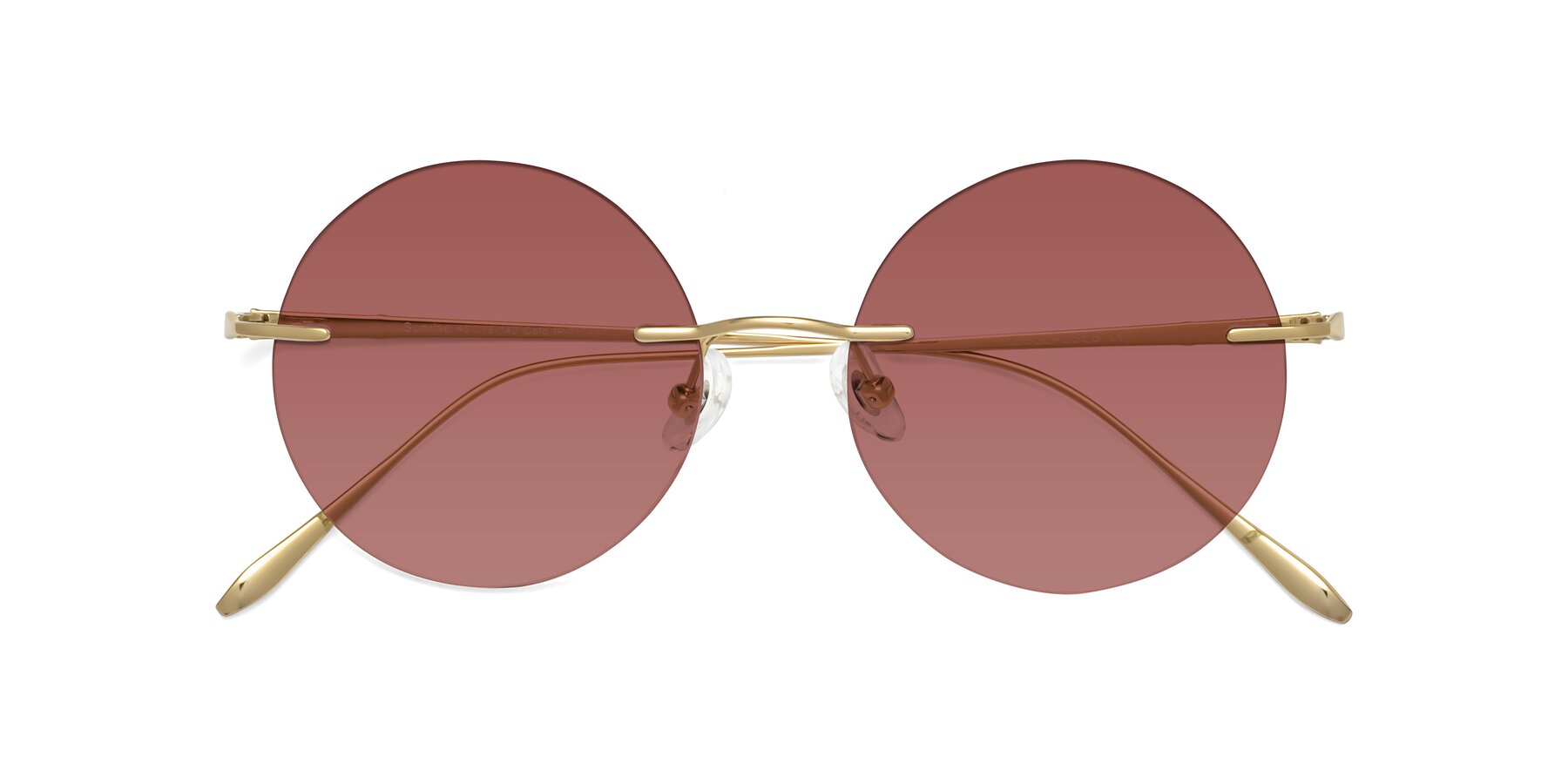 Folded Front of Sunrise in Gold with Garnet Tinted Lenses