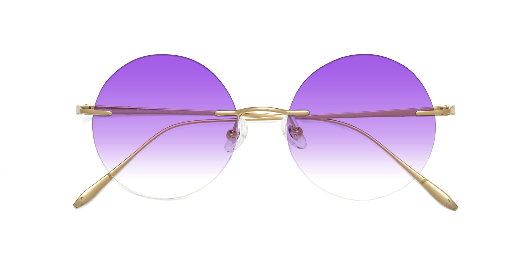 Folded Front of Sunrise in Gold with Purple Gradient Lenses