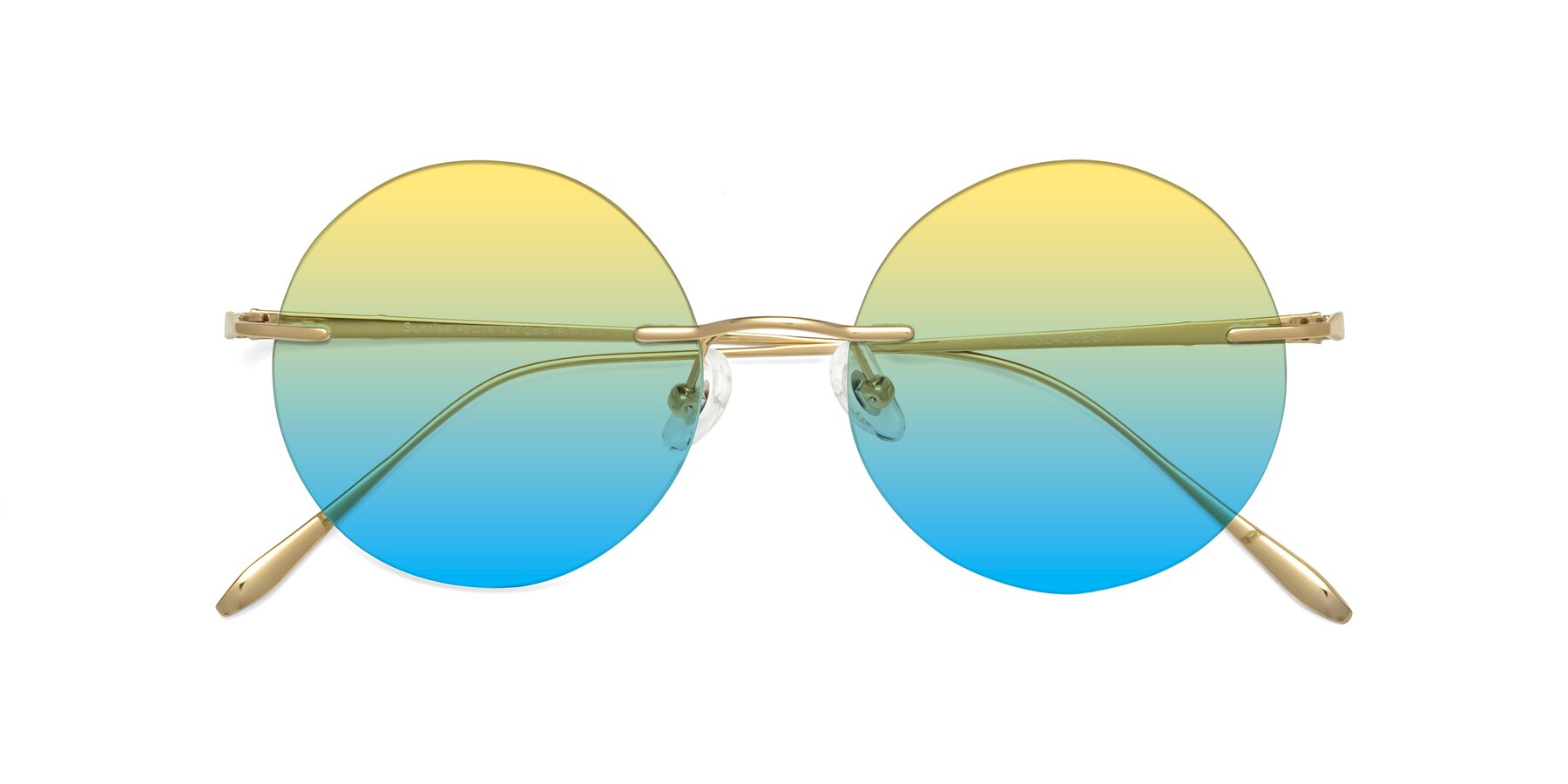 Folded Front of Sunrise in Gold with Yellow / Blue Gradient Lenses