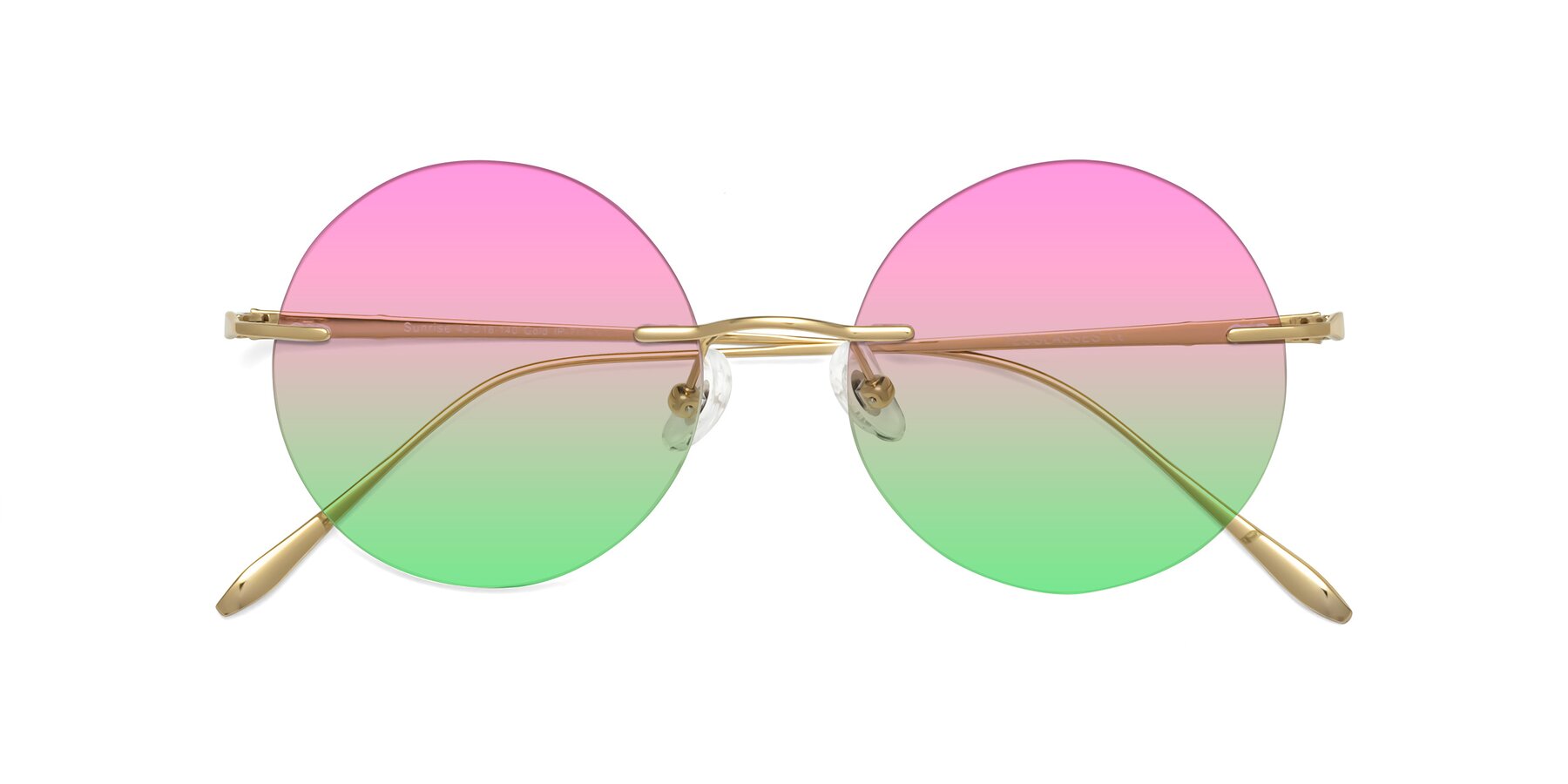 Folded Front of Sunrise in Gold with Pink / Green Gradient Lenses