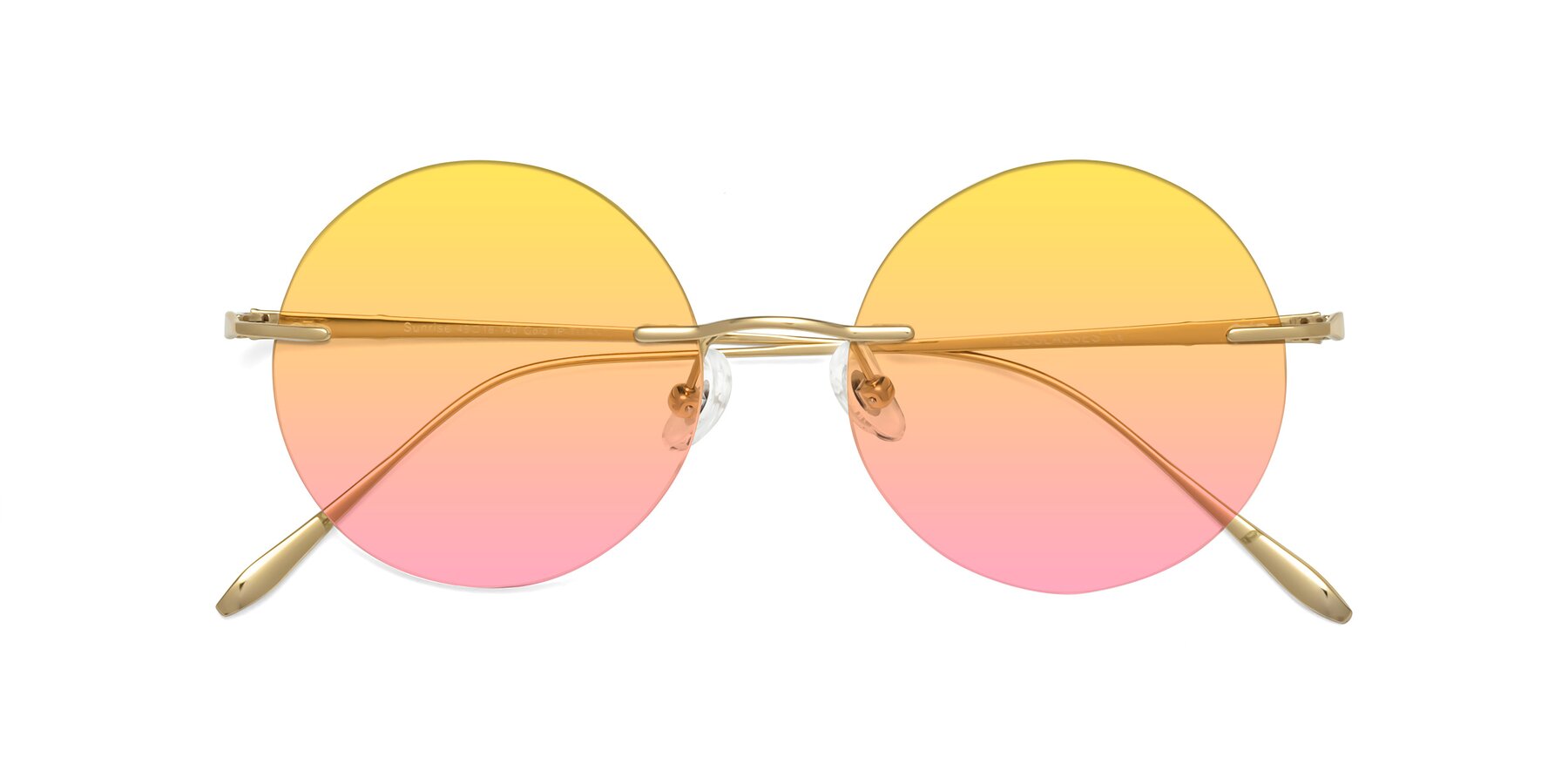 Folded Front of Sunrise in Gold with Yellow / Pink Gradient Lenses