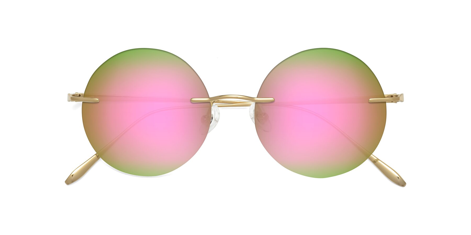 Folded Front of Sunrise in Gold with Pink Mirrored Lenses
