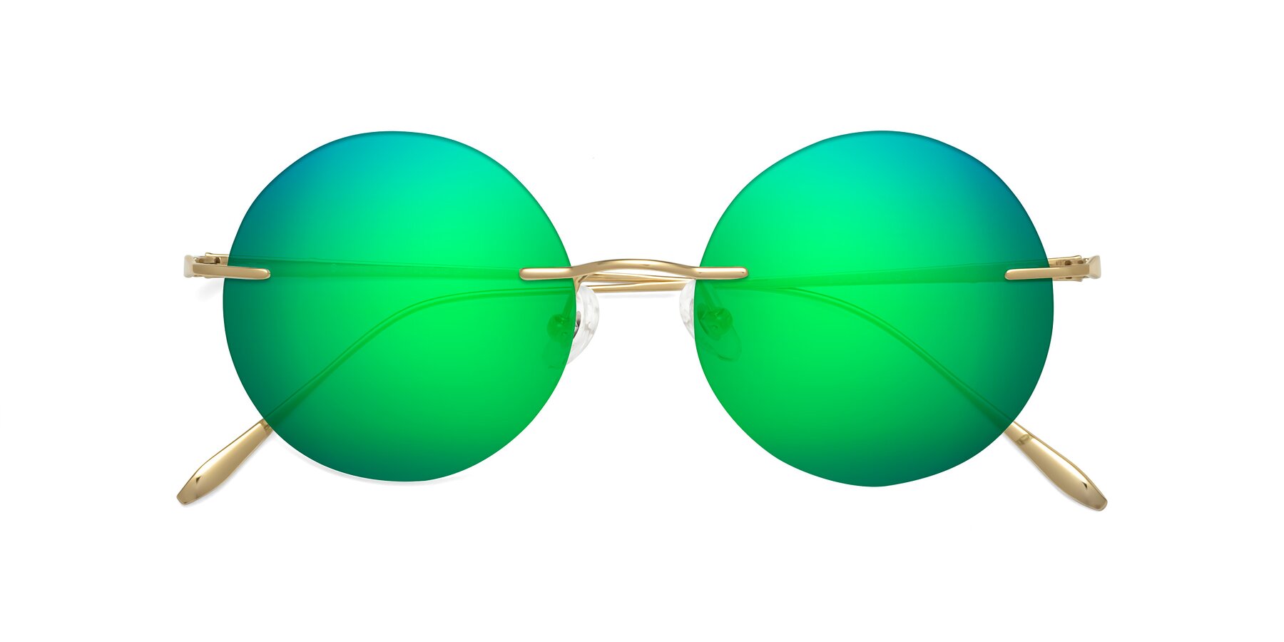 Folded Front of Sunrise in Gold with Green Mirrored Lenses