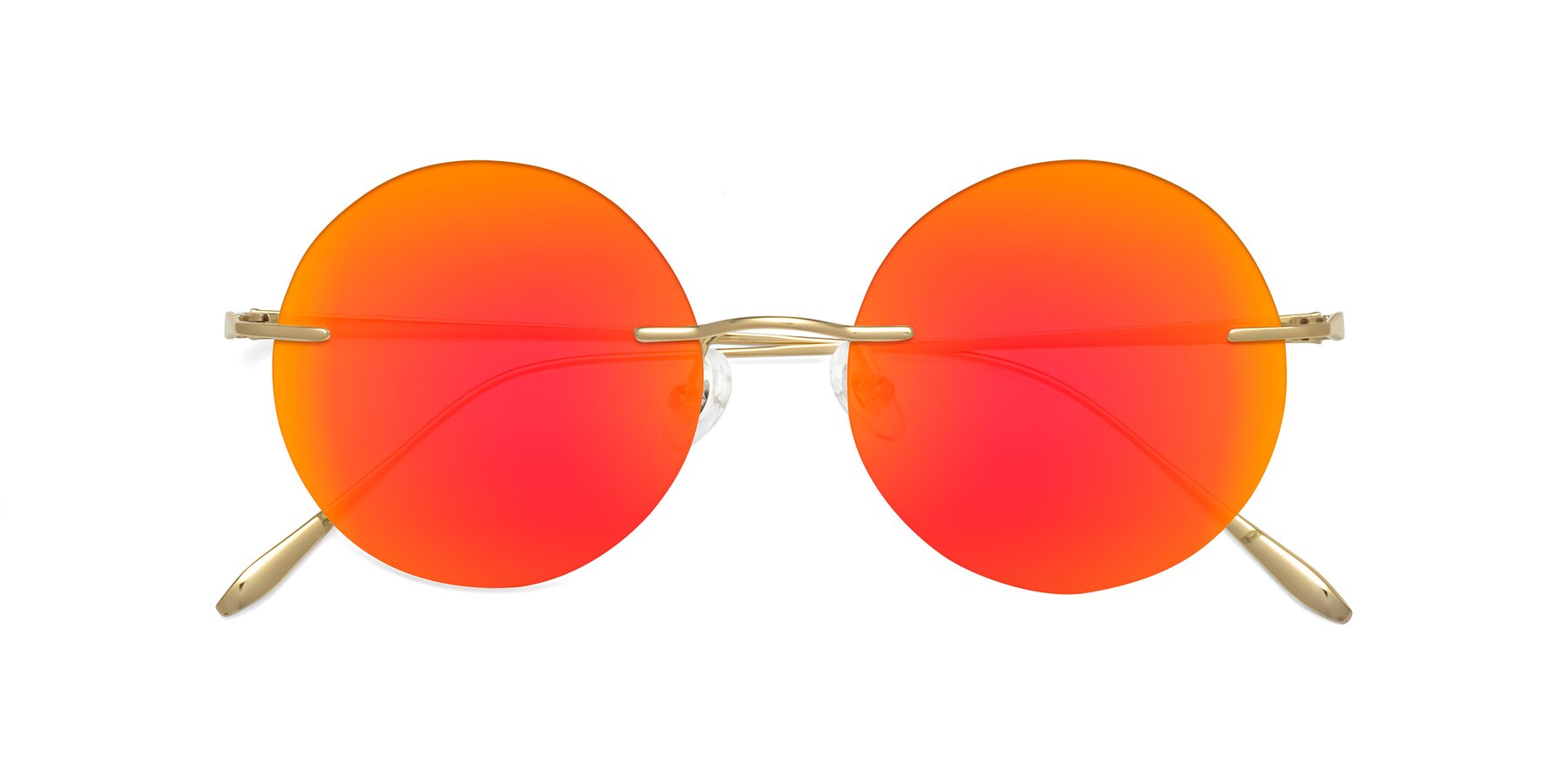 Folded Front of Sunrise in Gold with Red Gold Mirrored Lenses