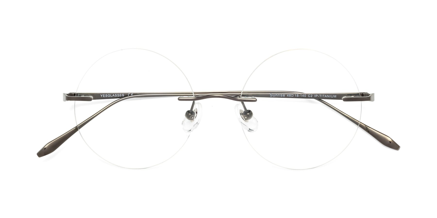 Folded Front of Sunrise in Gunmetal with Clear Reading Eyeglass Lenses