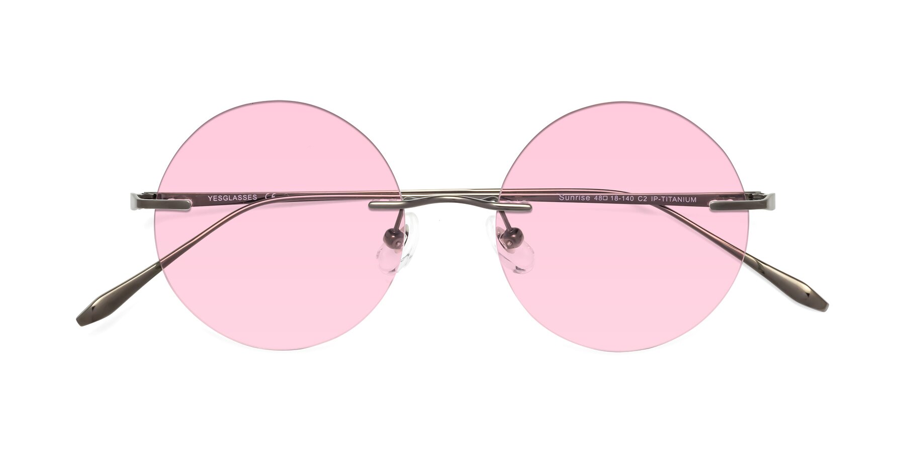 Folded Front of Sunrise in Gunmetal with Light Pink Tinted Lenses