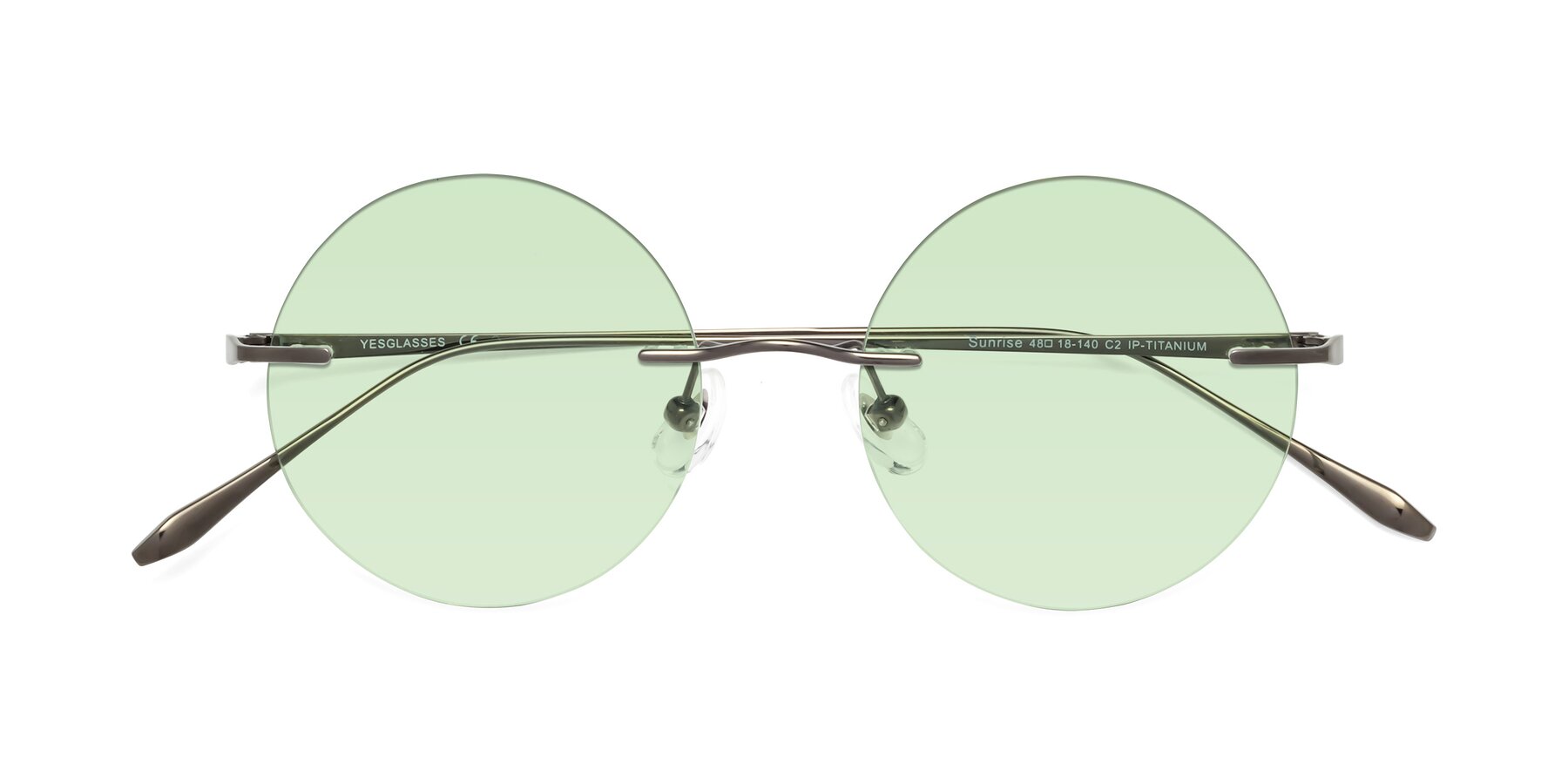 Folded Front of Sunrise in Gunmetal with Light Green Tinted Lenses