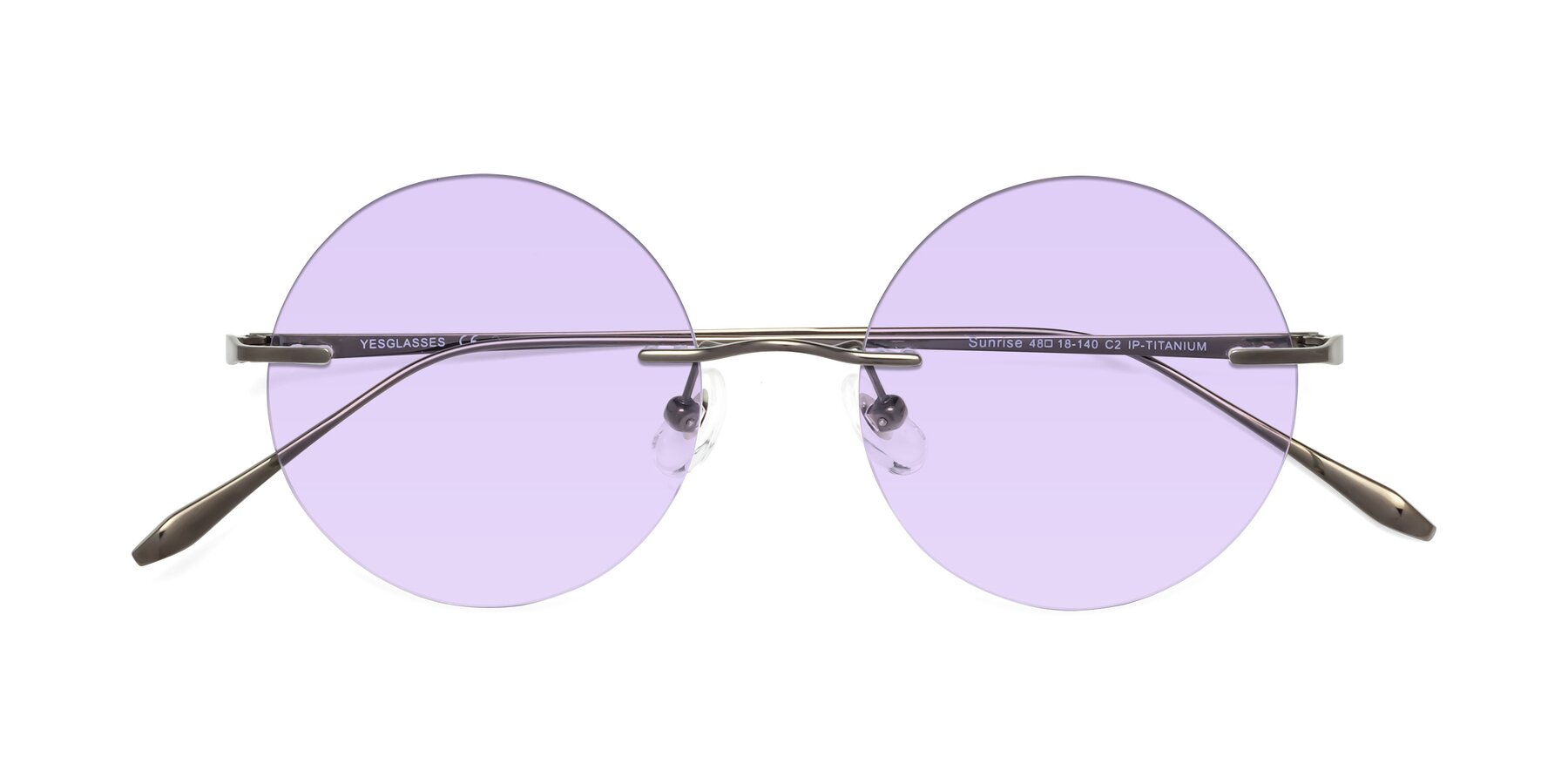 Folded Front of Sunrise in Gunmetal with Light Purple Tinted Lenses