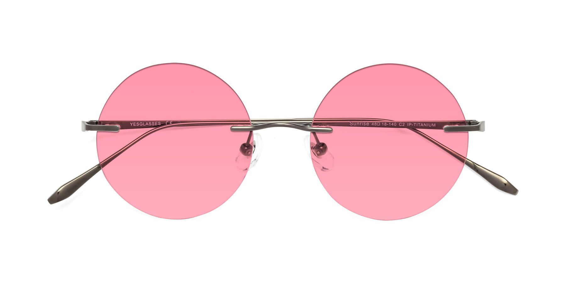 Folded Front of Sunrise in Gunmetal with Pink Tinted Lenses