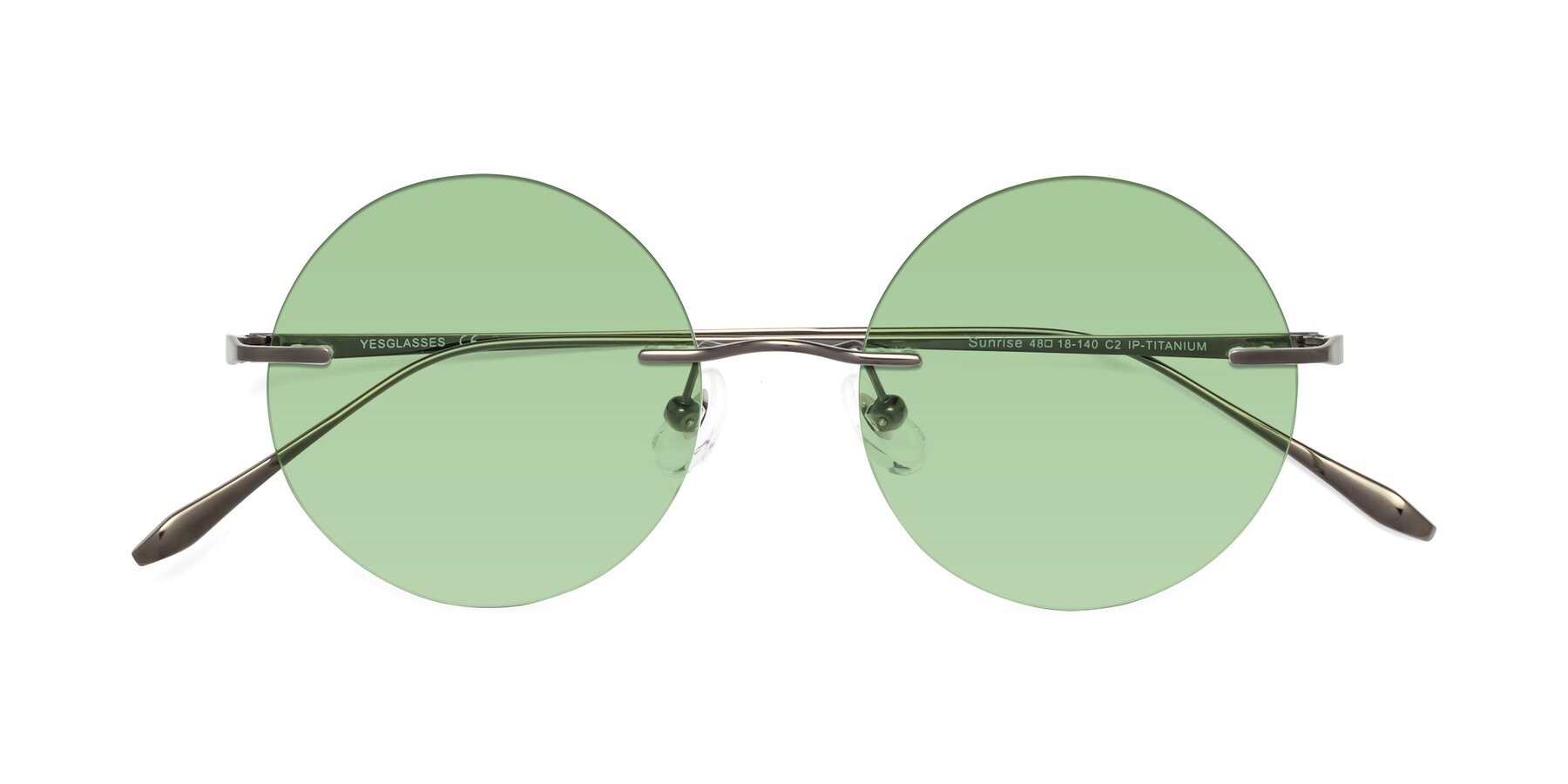 Folded Front of Sunrise in Gunmetal with Medium Green Tinted Lenses