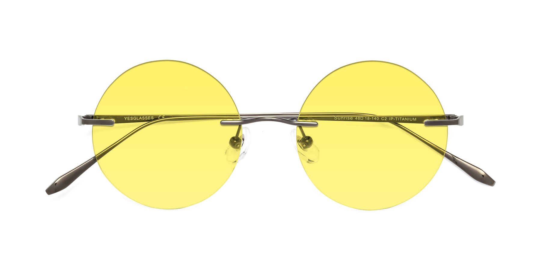 Folded Front of Sunrise in Gunmetal with Medium Yellow Tinted Lenses