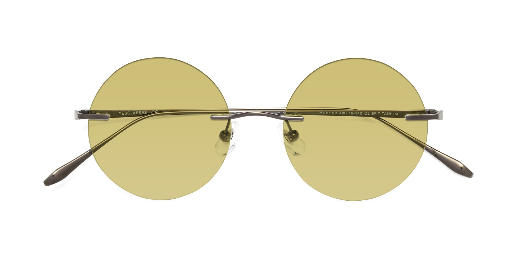 Folded Front of Sunrise in Gunmetal with Medium Champagne Tinted Lenses