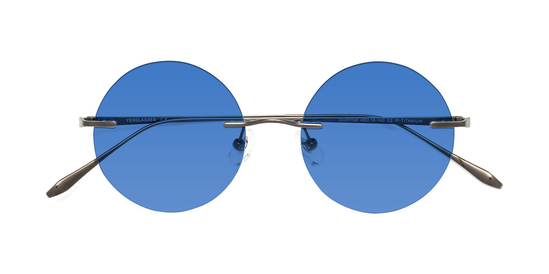 Folded Front of Sunrise in Gunmetal with Blue Tinted Lenses