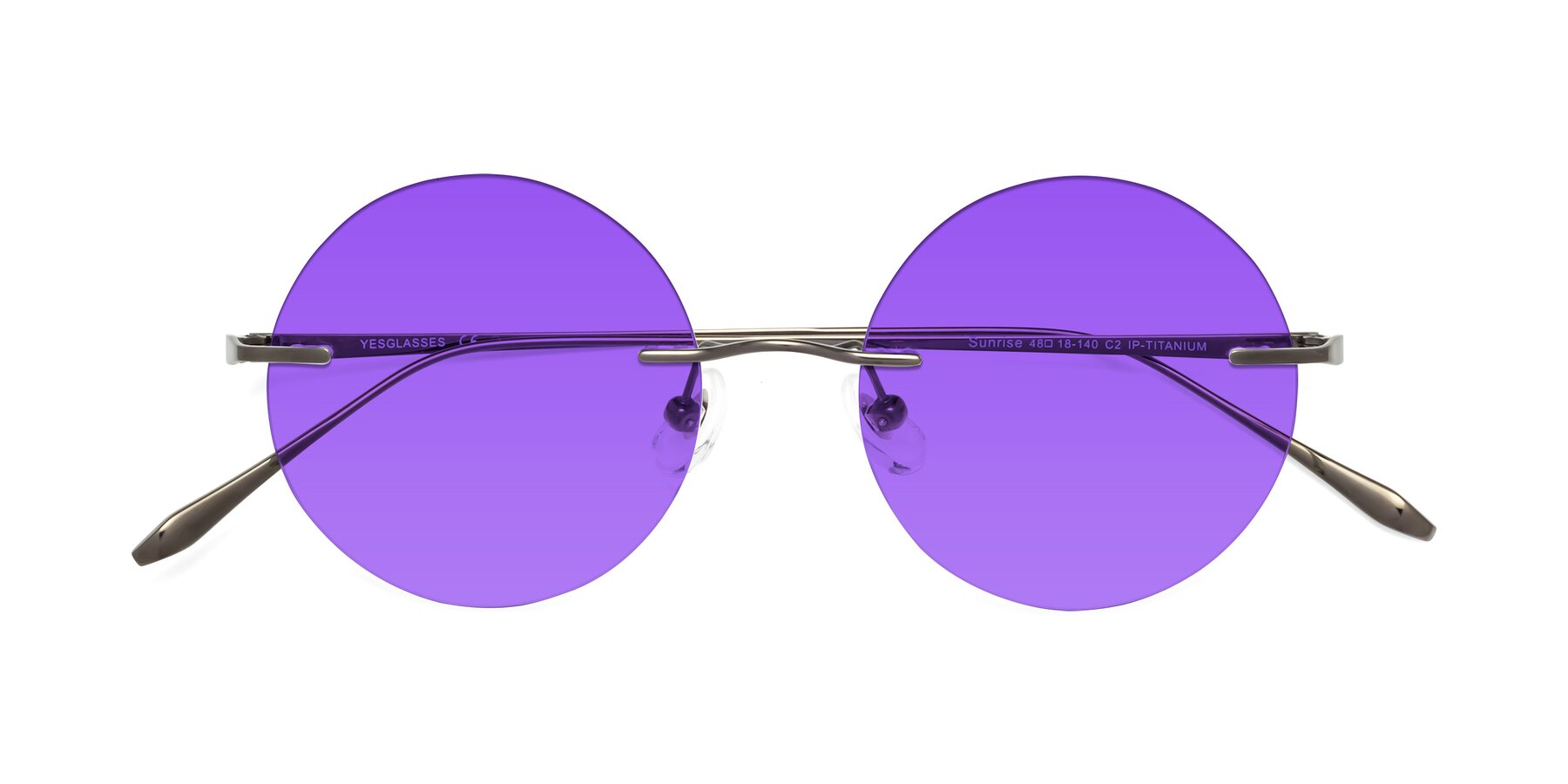 Folded Front of Sunrise in Gunmetal with Purple Tinted Lenses