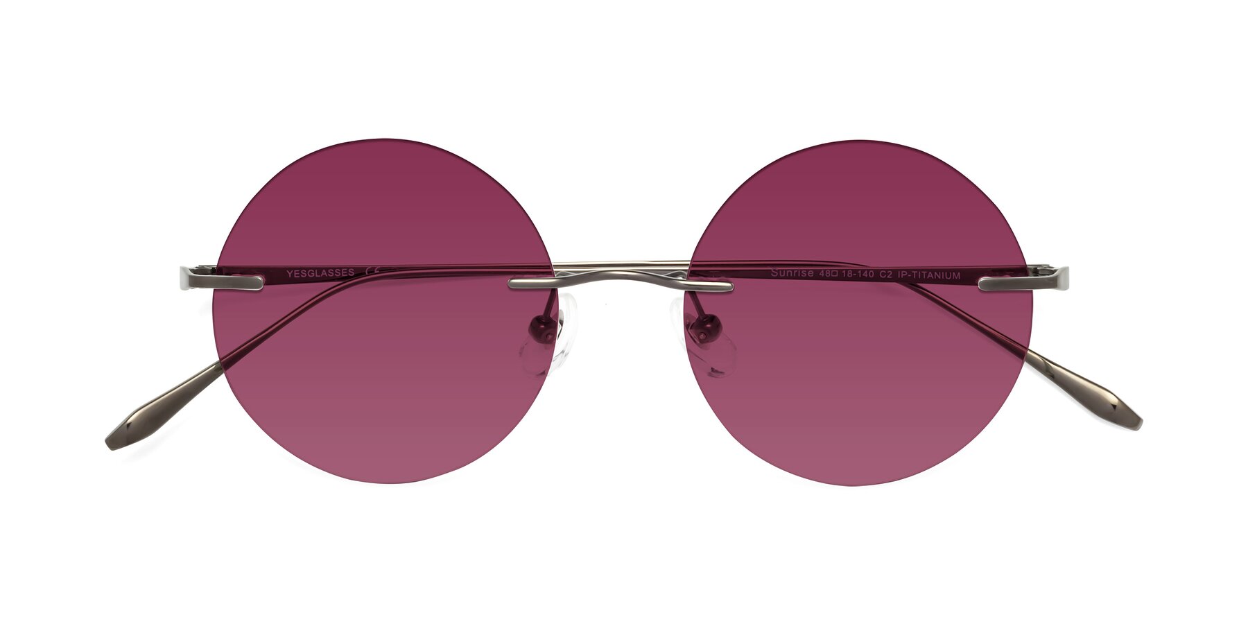 Folded Front of Sunrise in Gunmetal with Wine Tinted Lenses