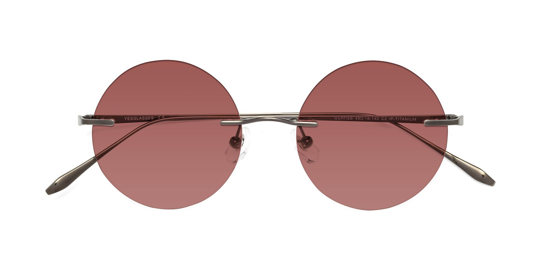 Folded Front of Sunrise in Gunmetal with Garnet Tinted Lenses