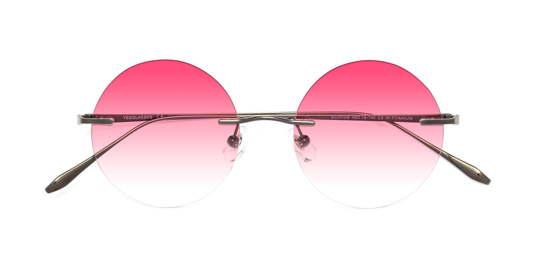 Folded Front of Sunrise in Gunmetal with Pink Gradient Lenses