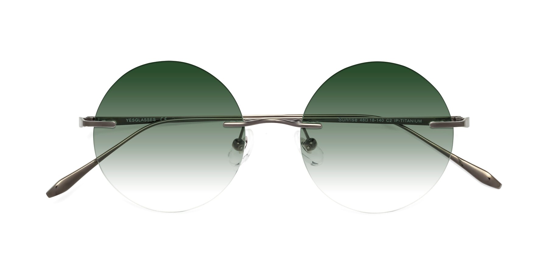 Folded Front of Sunrise in Gunmetal with Green Gradient Lenses