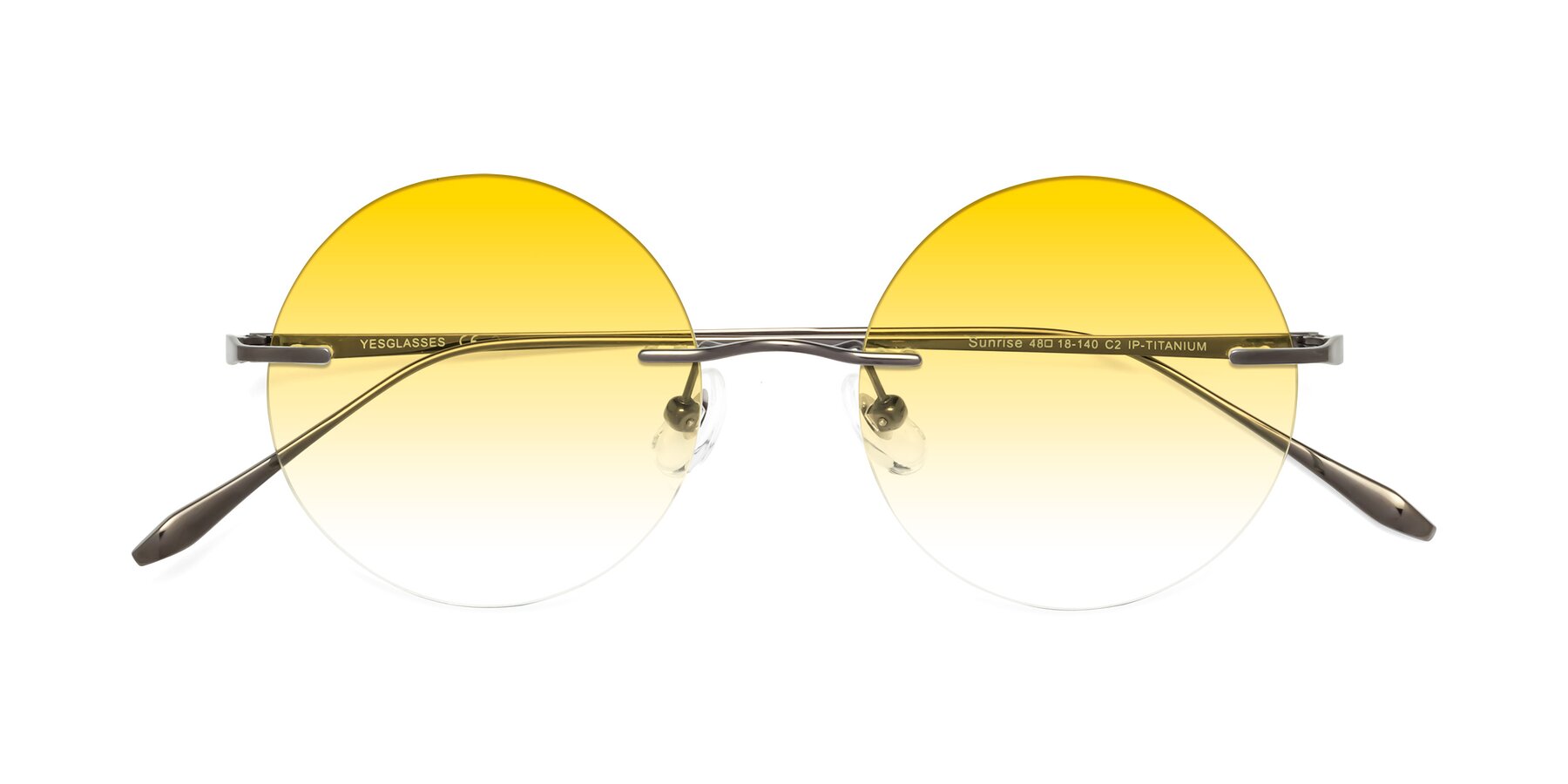 Folded Front of Sunrise in Gunmetal with Yellow Gradient Lenses