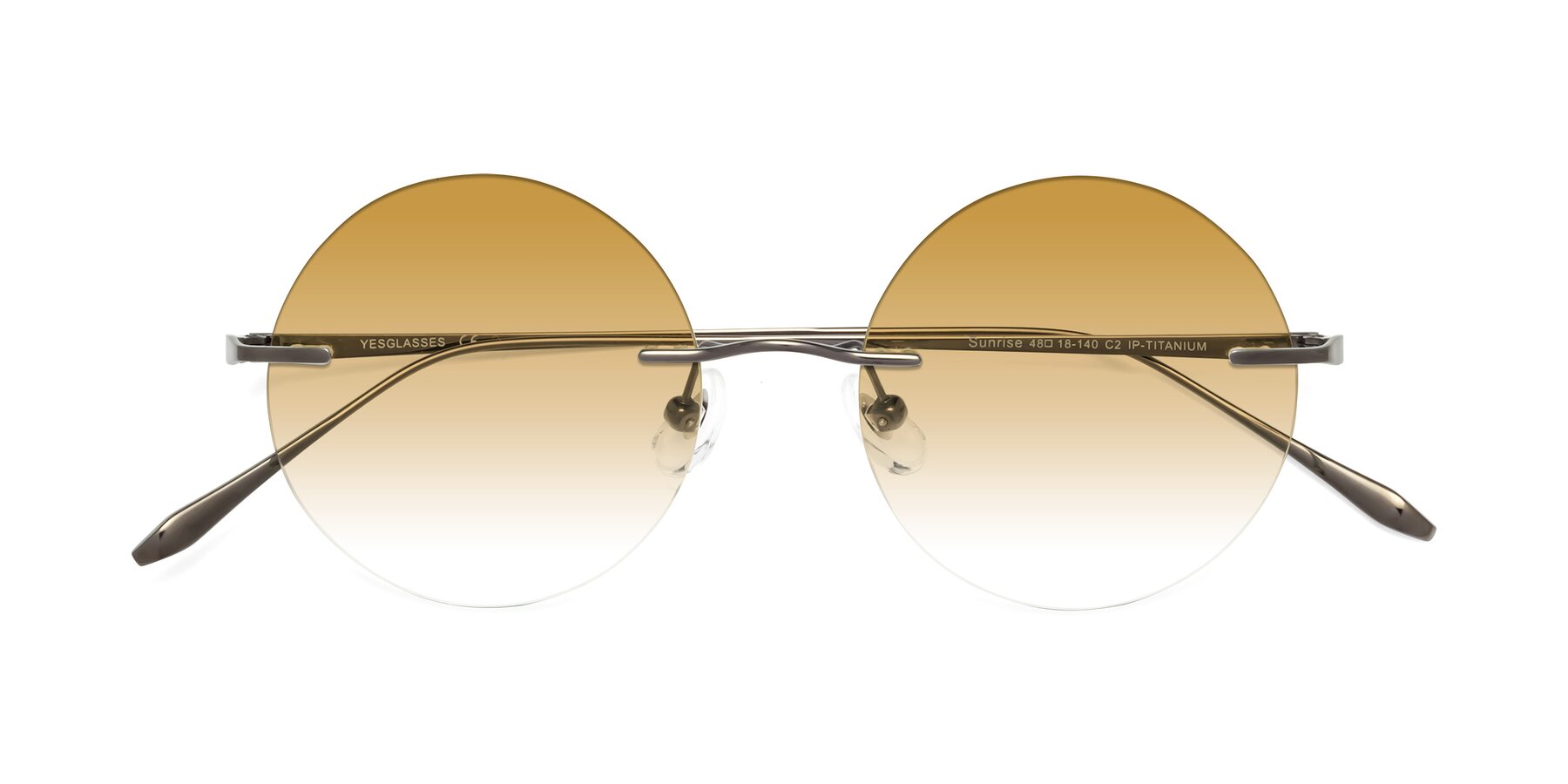Folded Front of Sunrise in Gunmetal with Champagne Gradient Lenses