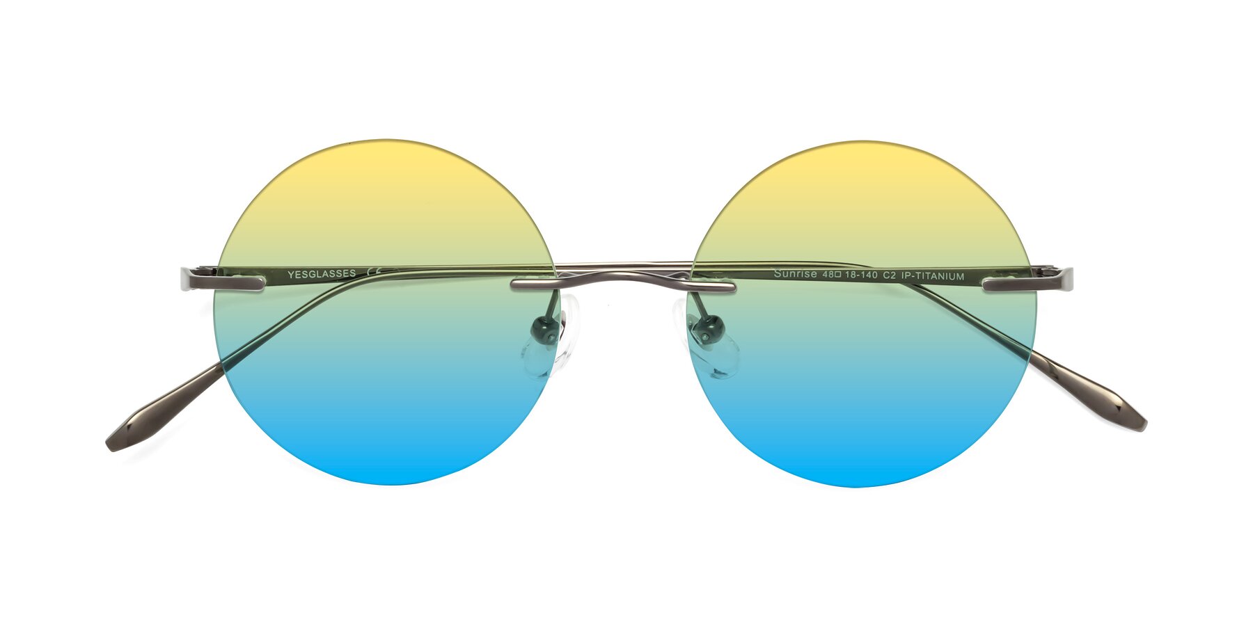 Folded Front of Sunrise in Gunmetal with Yellow / Blue Gradient Lenses