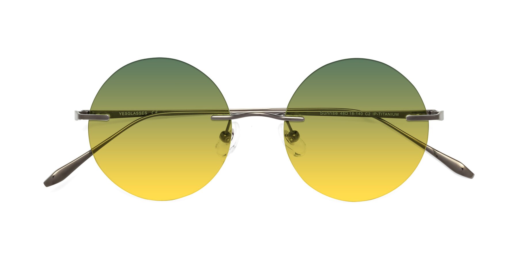 Folded Front of Sunrise in Gunmetal with Green / Yellow Gradient Lenses