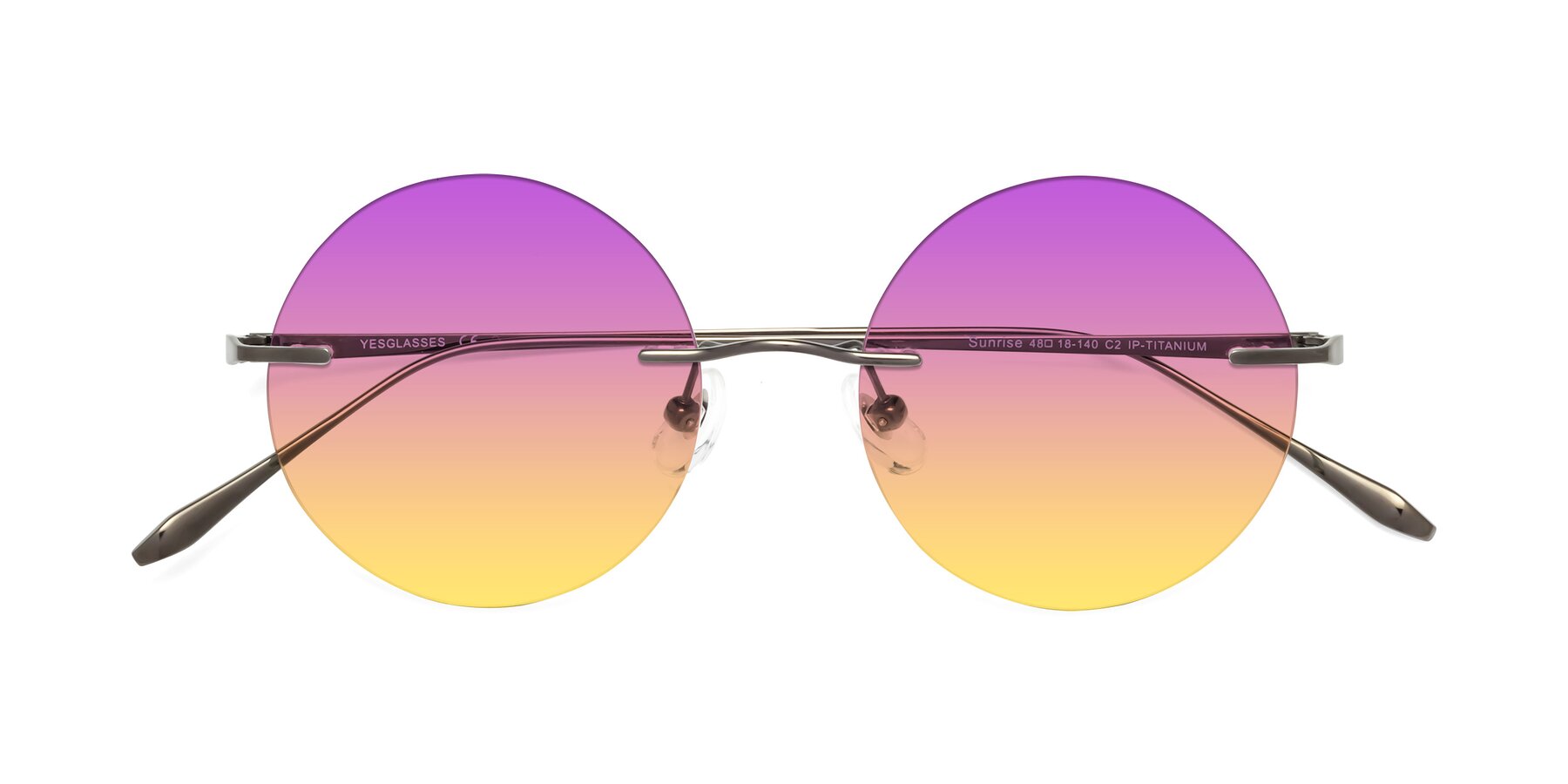 Folded Front of Sunrise in Gunmetal with Purple / Yellow Gradient Lenses