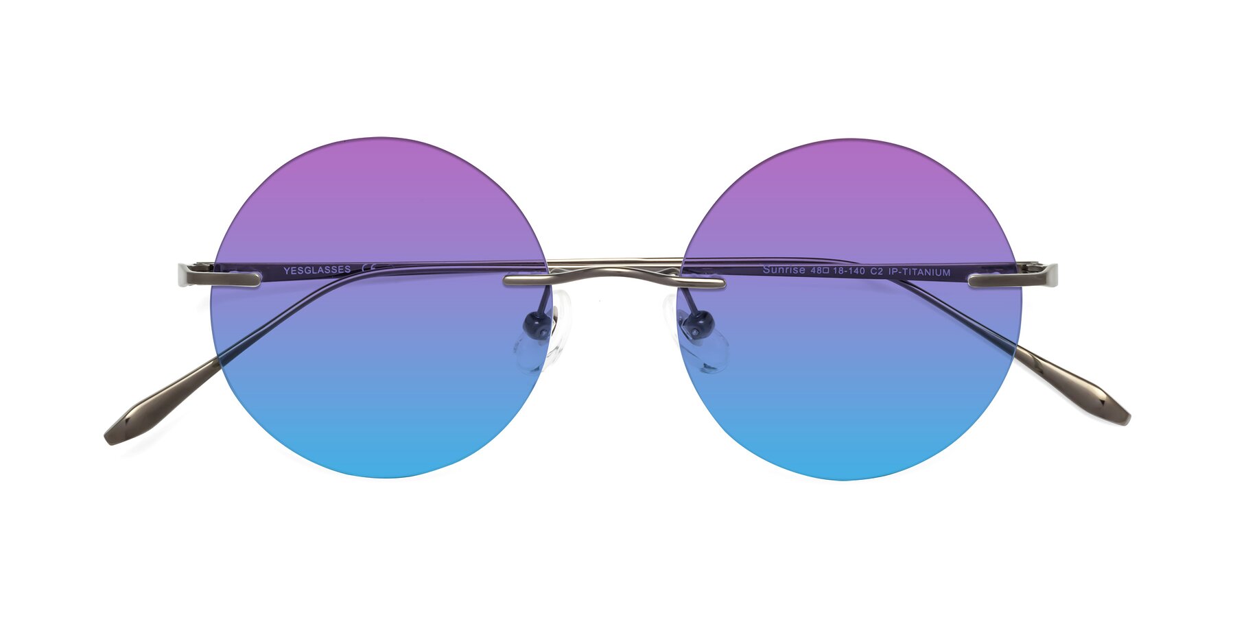 Folded Front of Sunrise in Gunmetal with Purple / Blue Gradient Lenses
