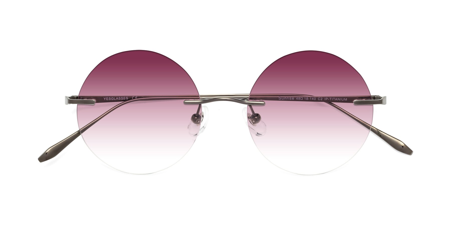 Folded Front of Sunrise in Gunmetal with Wine Gradient Lenses