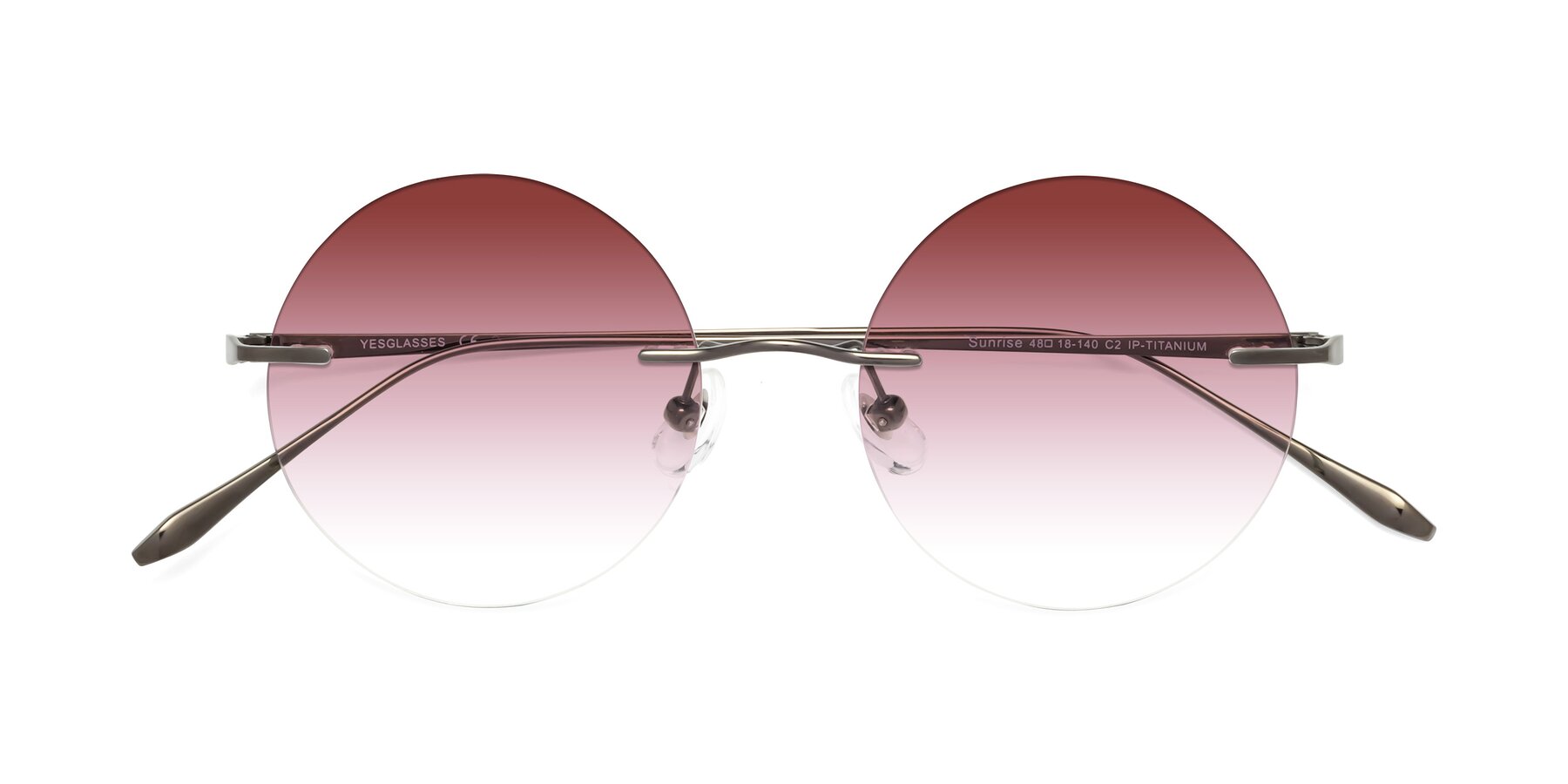 Folded Front of Sunrise in Gunmetal with Garnet Gradient Lenses