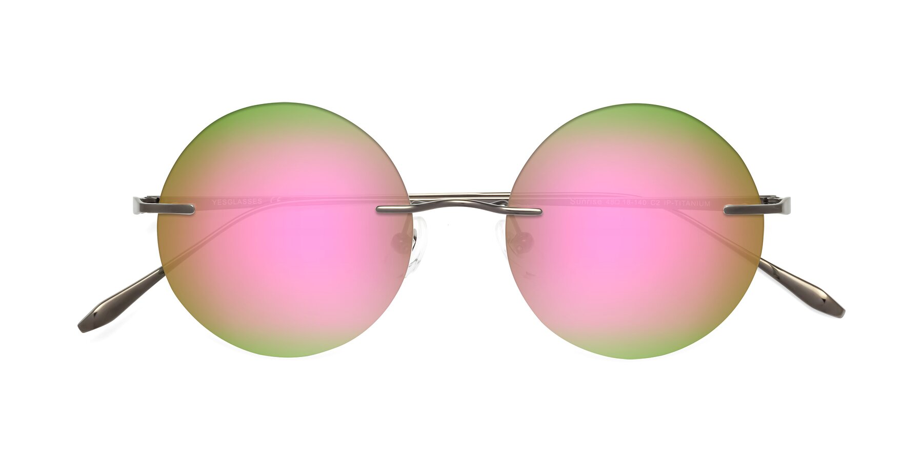 Folded Front of Sunrise in Gunmetal with Pink Mirrored Lenses