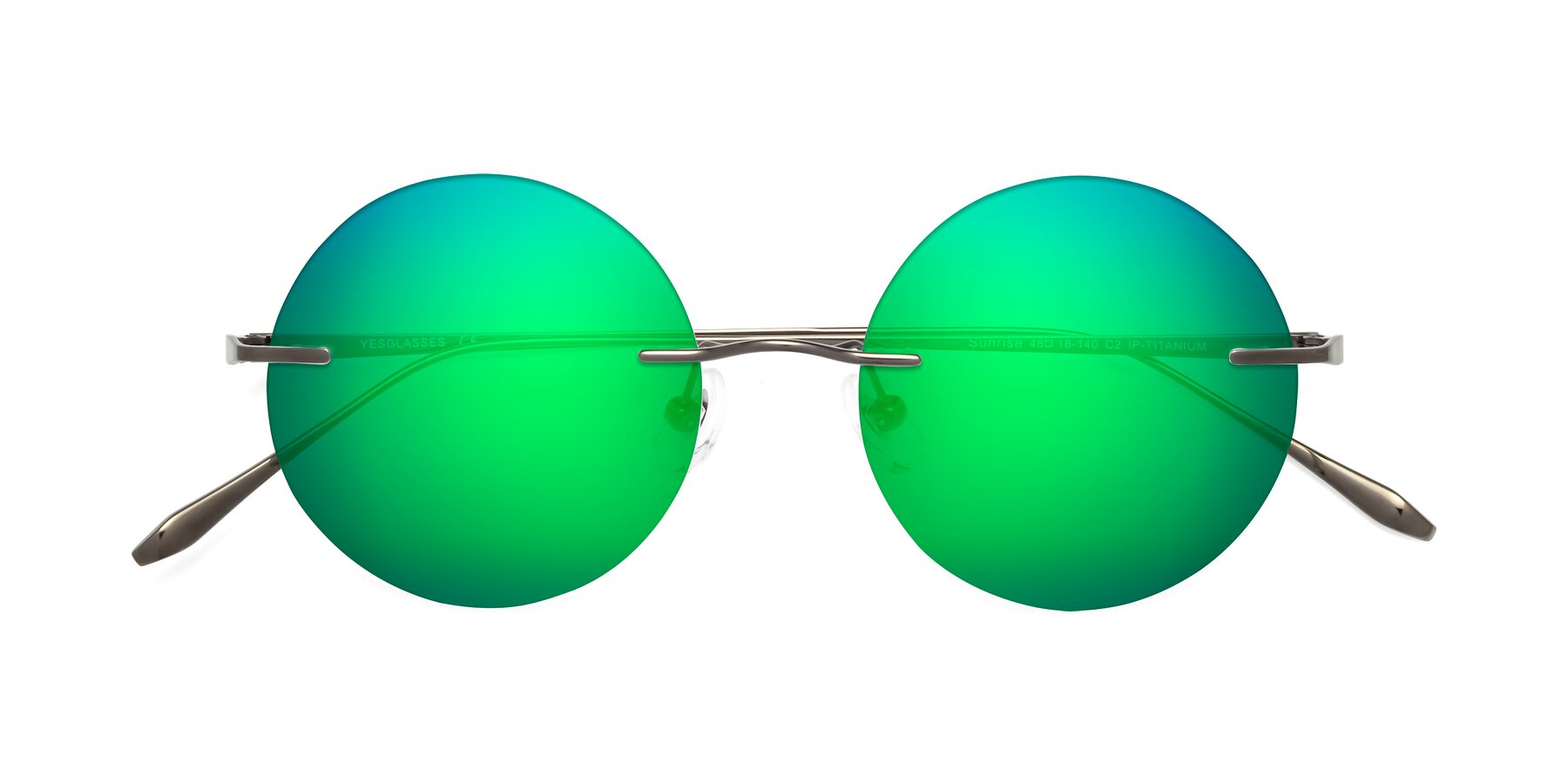 Folded Front of Sunrise in Gunmetal with Green Mirrored Lenses