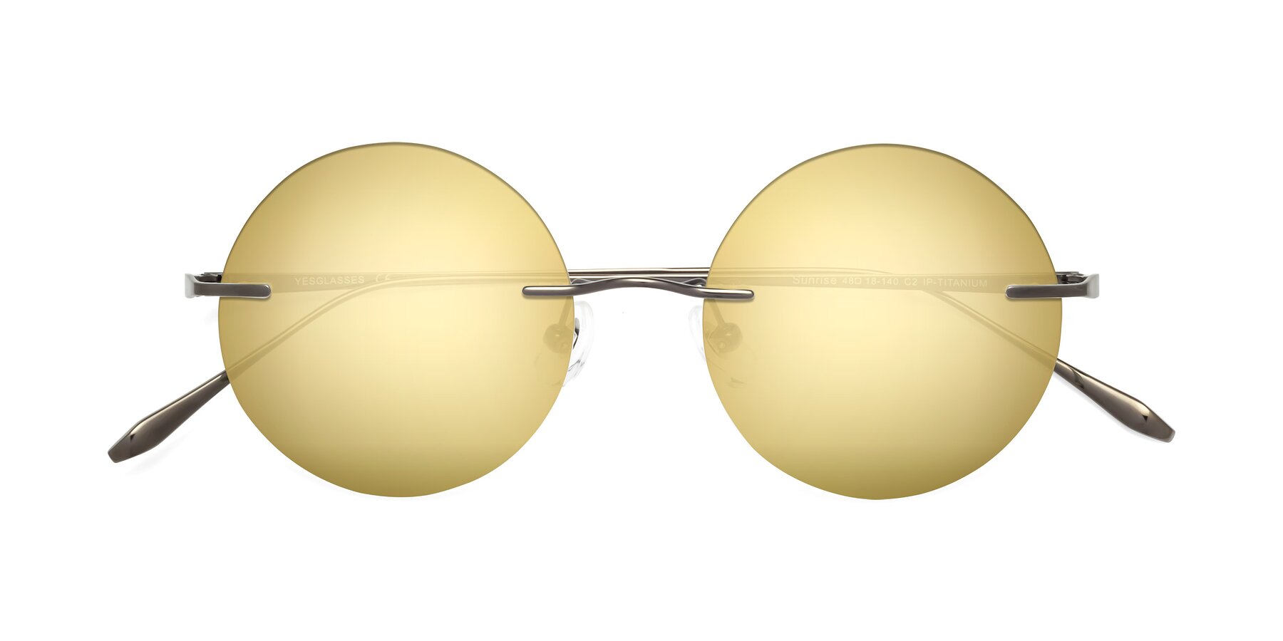 Folded Front of Sunrise in Gunmetal with Gold Mirrored Lenses