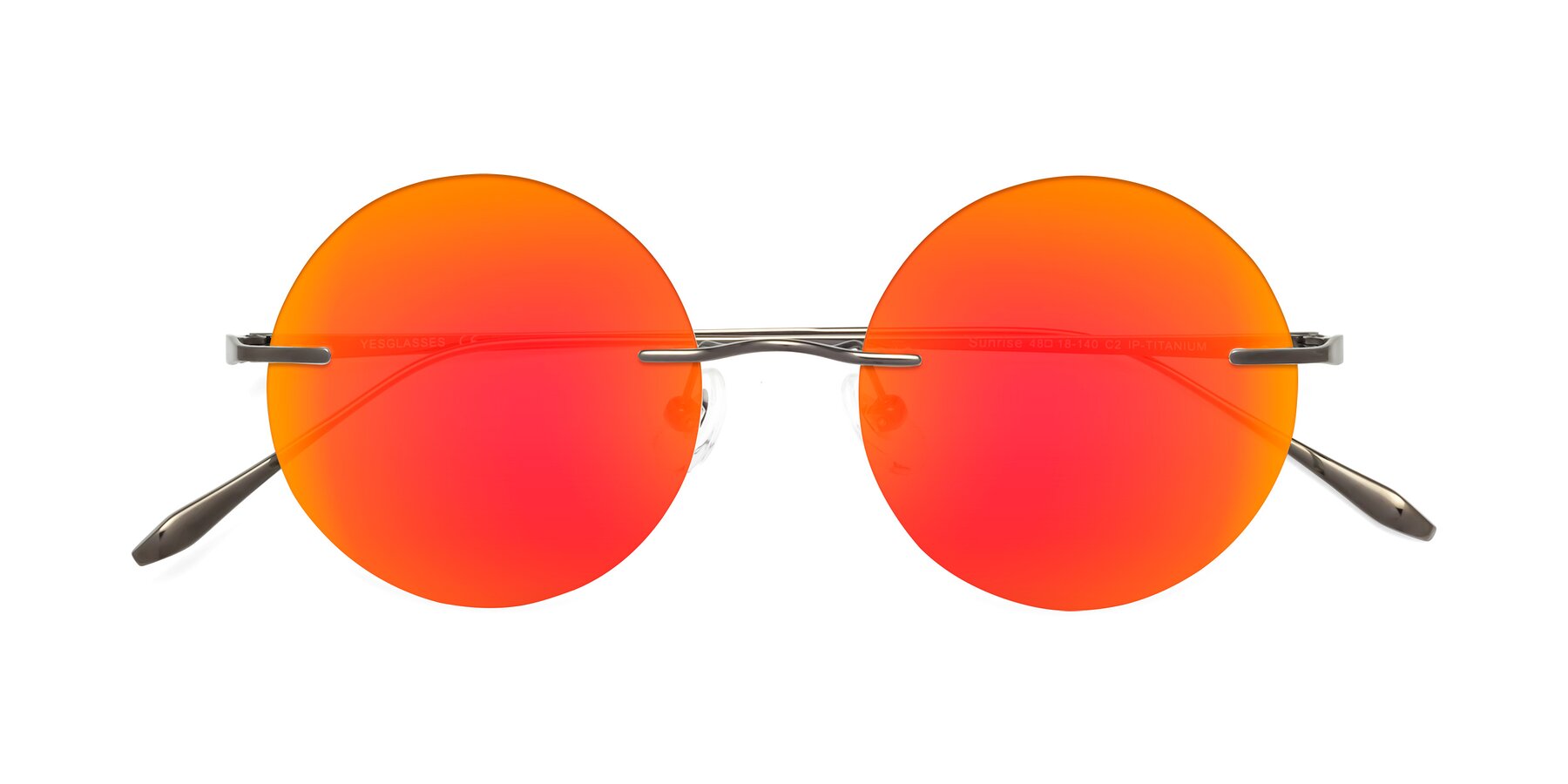 Folded Front of Sunrise in Gunmetal with Red Gold Mirrored Lenses